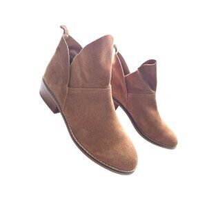 Nine West Jeriko Ankle Boot Brown Suede Loose Top Piece Western 1.5” Heel Size 9
